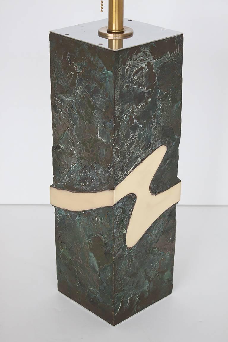 Mid-Century Modern Brutalist Abstract Bronze Brass Table Lamp