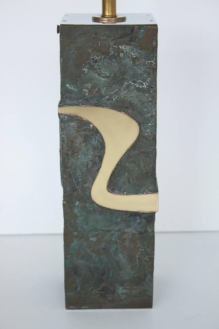 Late 20th Century Brutalist Abstract Bronze Brass Table Lamp
