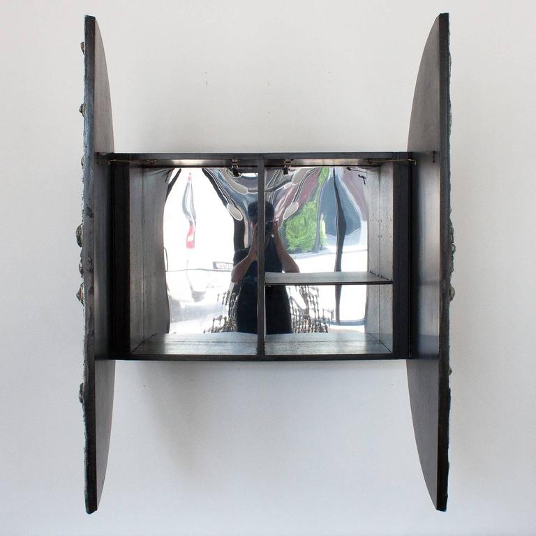 Adrian Pearsall Brutalist Round Wall Mount Bar Cabinet
