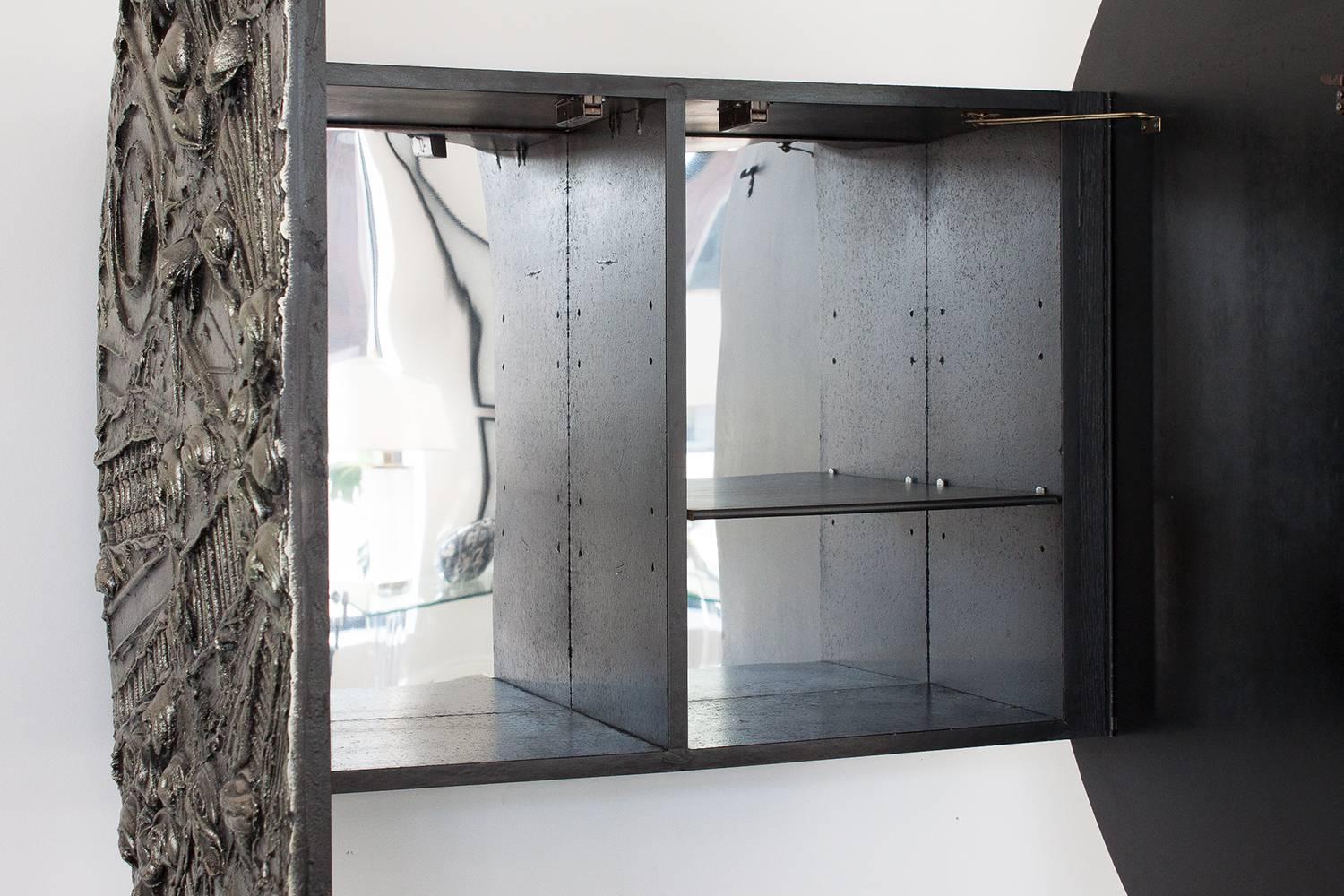 Adrian Pearsall Brutalist Round Wall Mount Bar Cabinet at ...