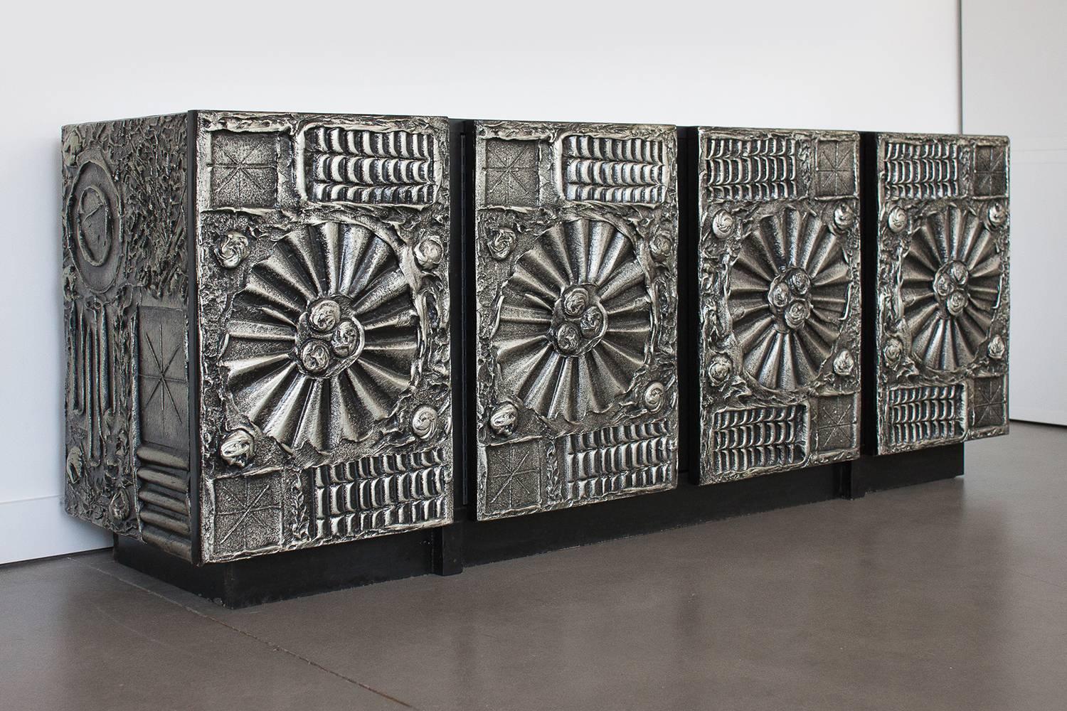 Mid-20th Century Adrian Pearsall Brutalist Sculpted Four-Door Sideboard