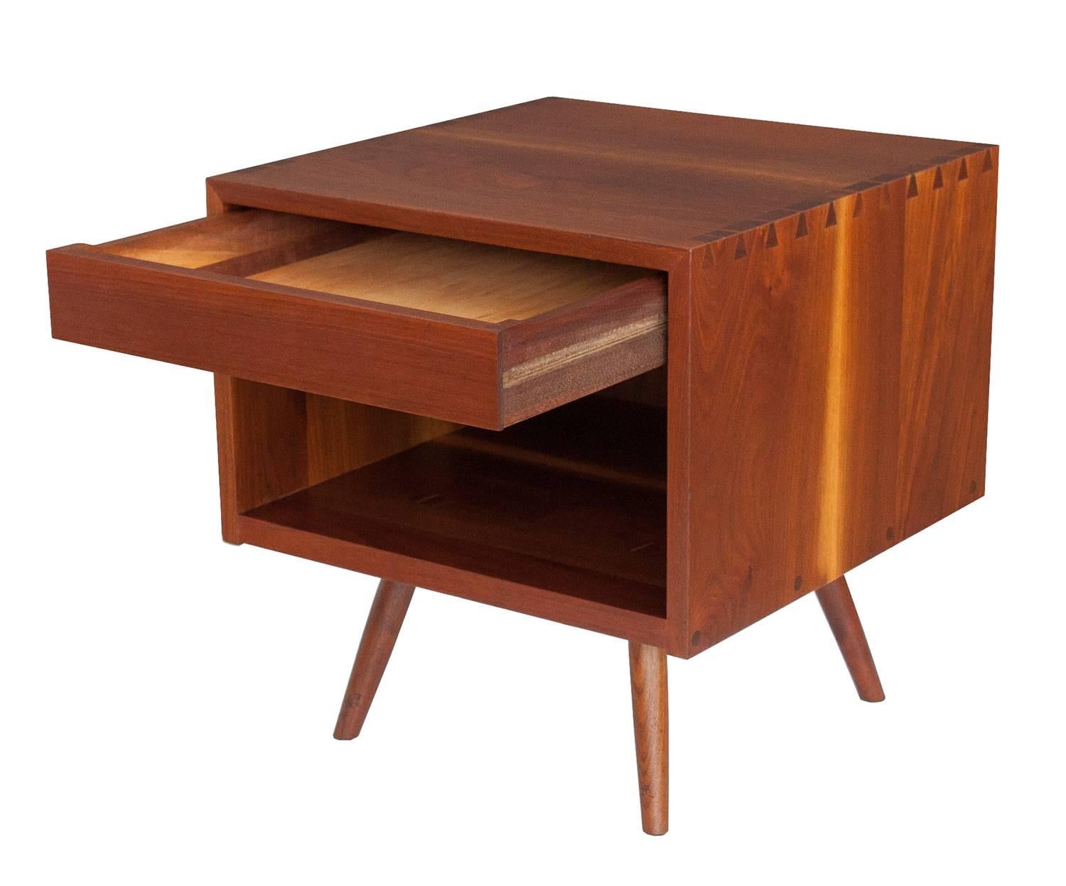 American Pair of Solid Walnut Nightstands by George Nakashima