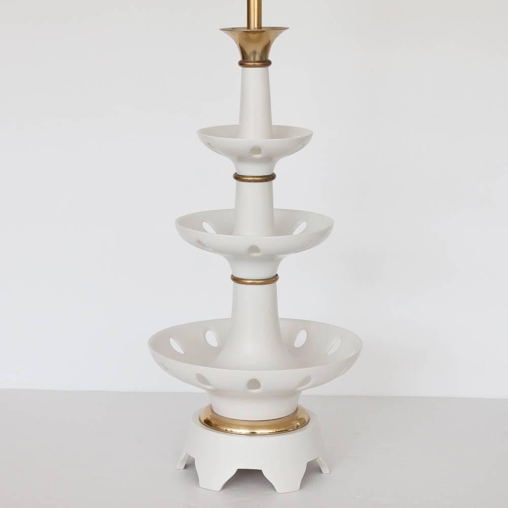 Mid-Century Modern White Porcelain Table Lamp by Gerald Thurston for Lightolier