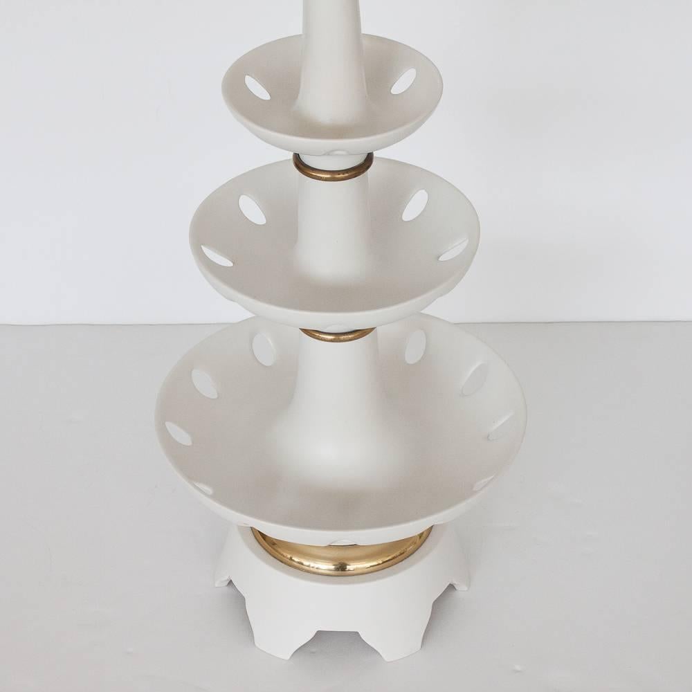 American White Porcelain Table Lamp by Gerald Thurston for Lightolier