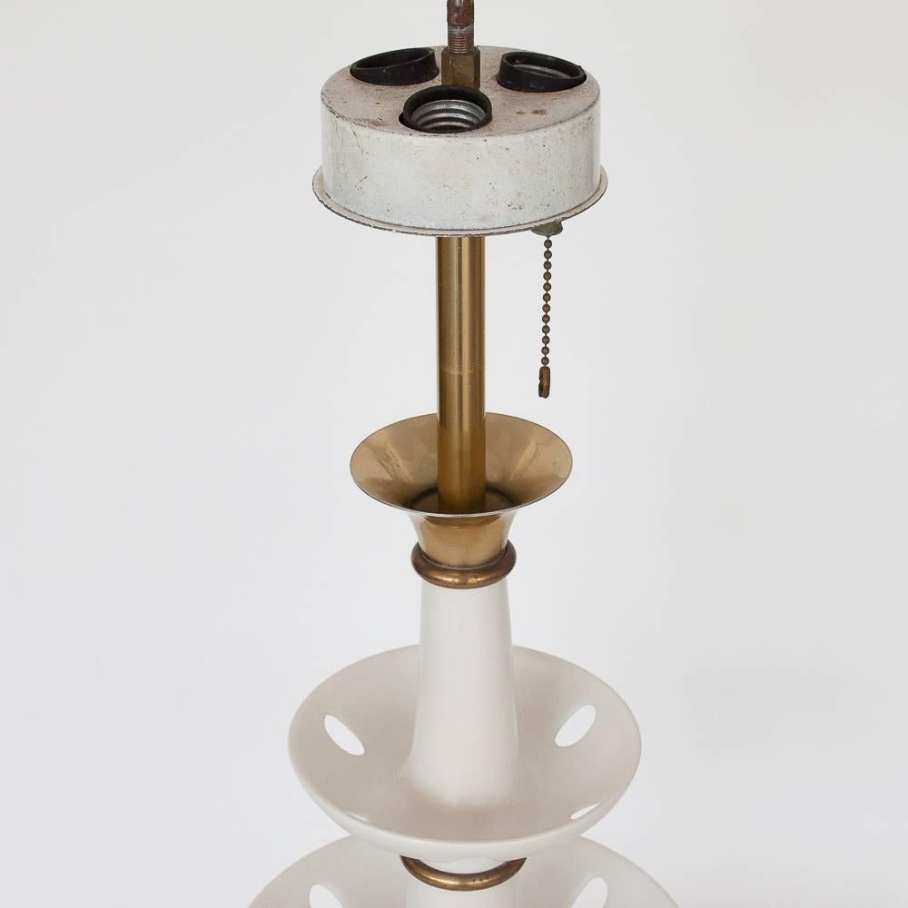 Brass White Porcelain Table Lamp by Gerald Thurston for Lightolier