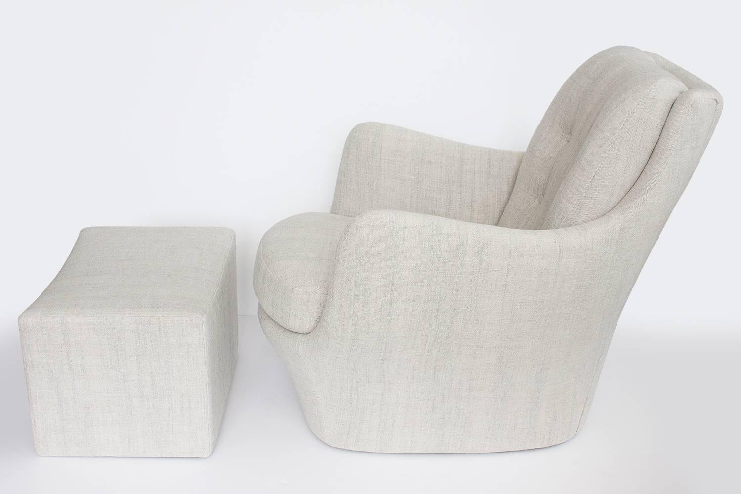 Mid-Century Modern Milo Baughman Sculptural Lounge Chair and Ottoman