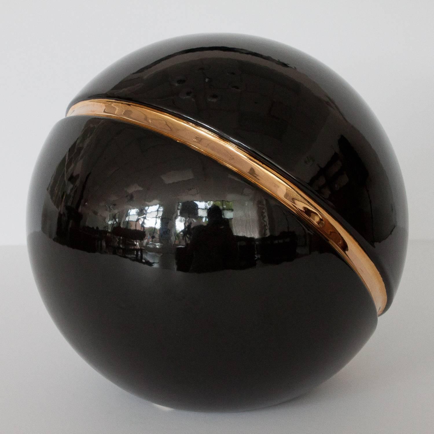Jaru Ceramic Black and Gold Sphere Sculpture at 1stdibs