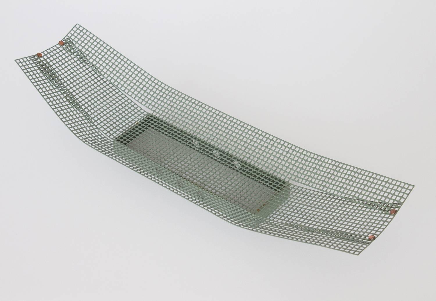 Late 20th Century Green Enameled Perforated Metal Tray Centerpiece
