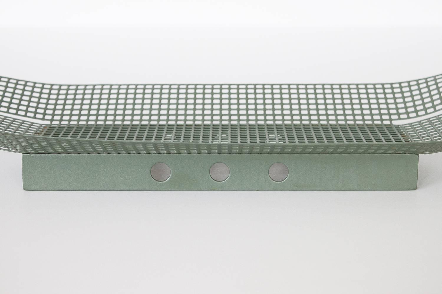 Green Enameled Perforated Metal Tray Centerpiece 1