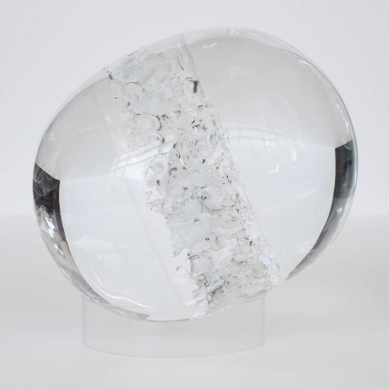 Optical Clear Lucite Bubble Sphere Sculpture on Stand For Sale at 1stDibs
