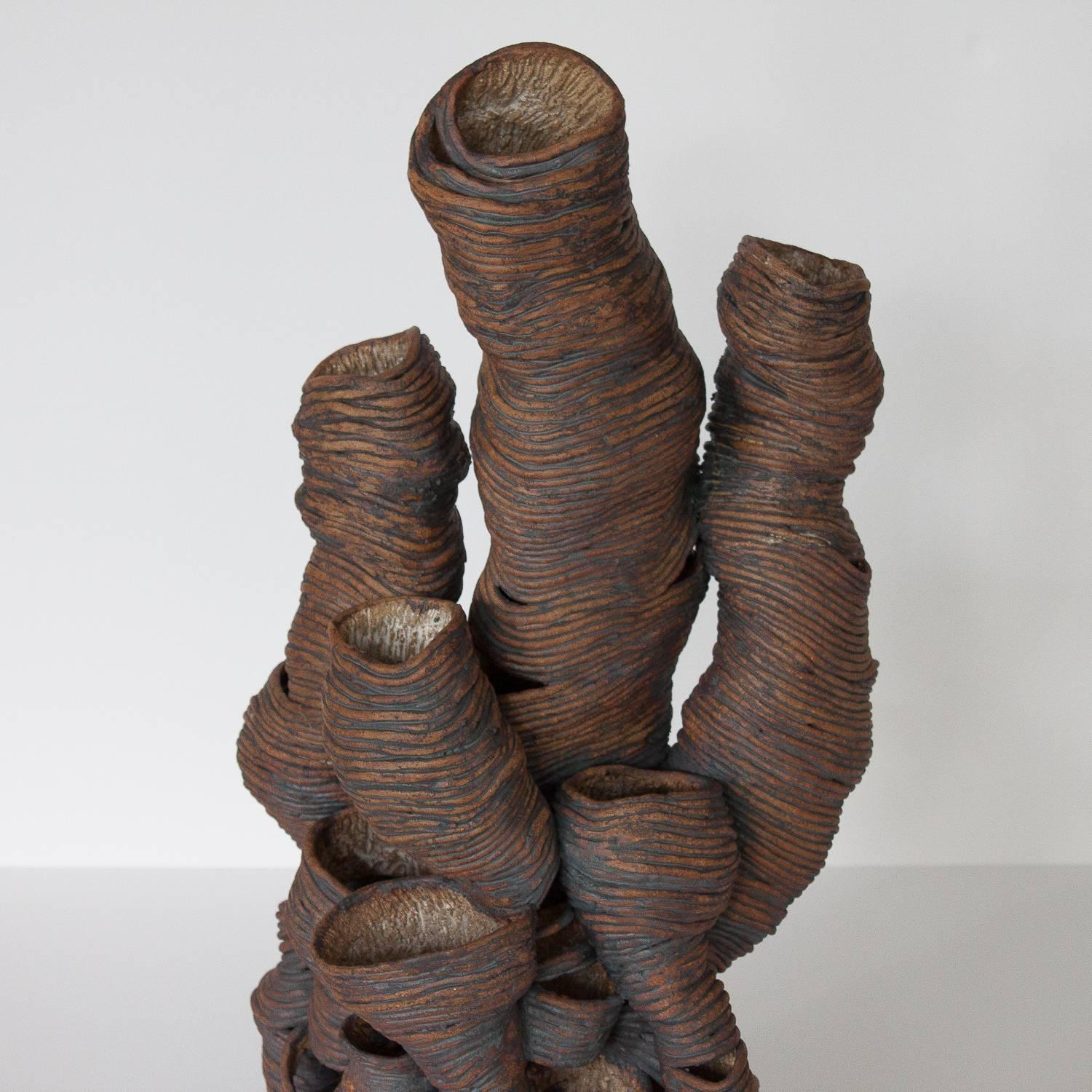 Mid-Century Modern Brutalist Studio Pottery Coil Sculpture