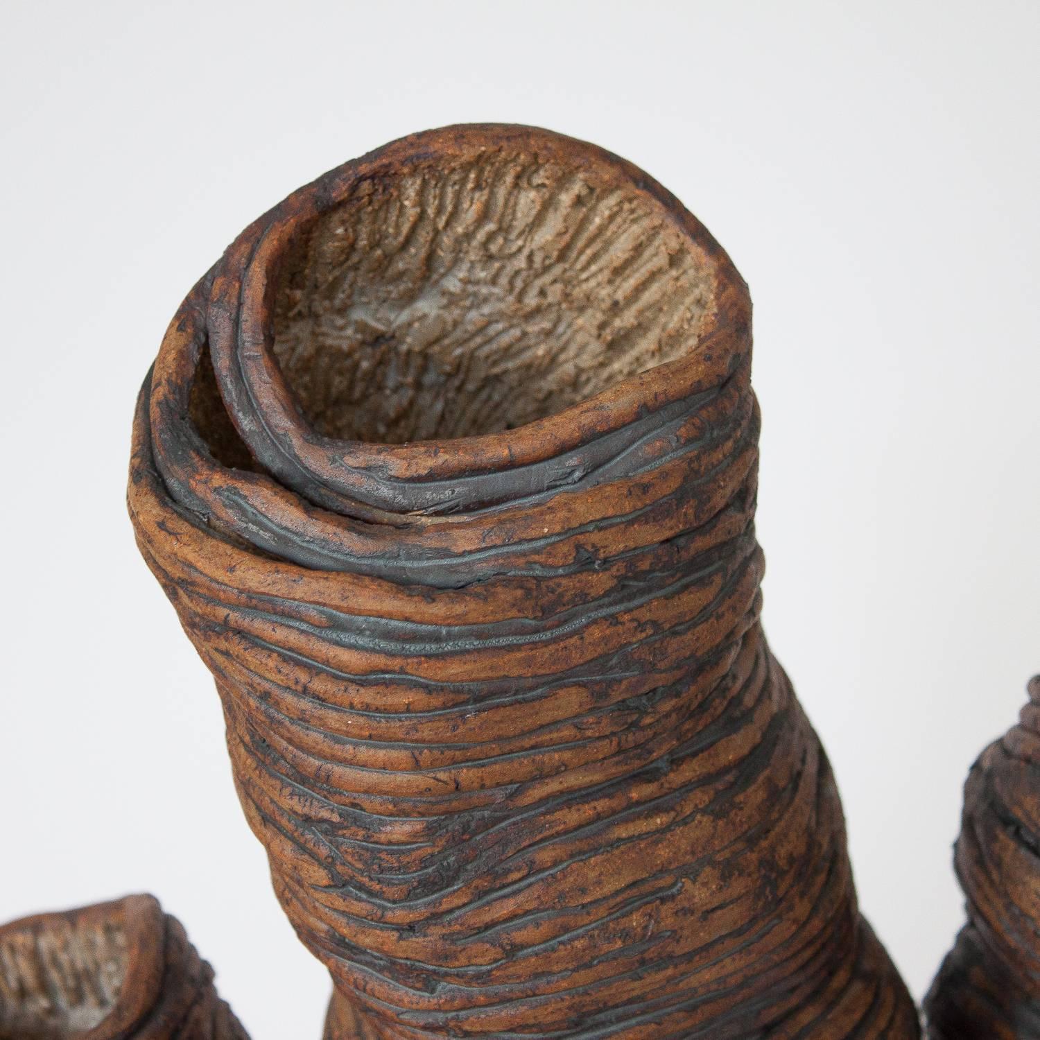 American Brutalist Studio Pottery Coil Sculpture