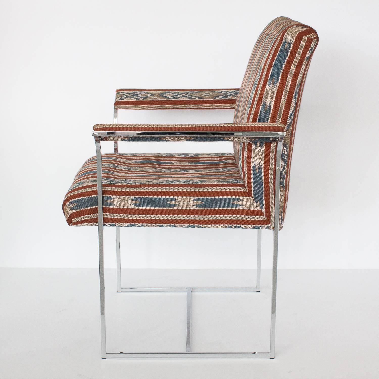 Plated Pair of Chrome Armchairs by Milo Baughman