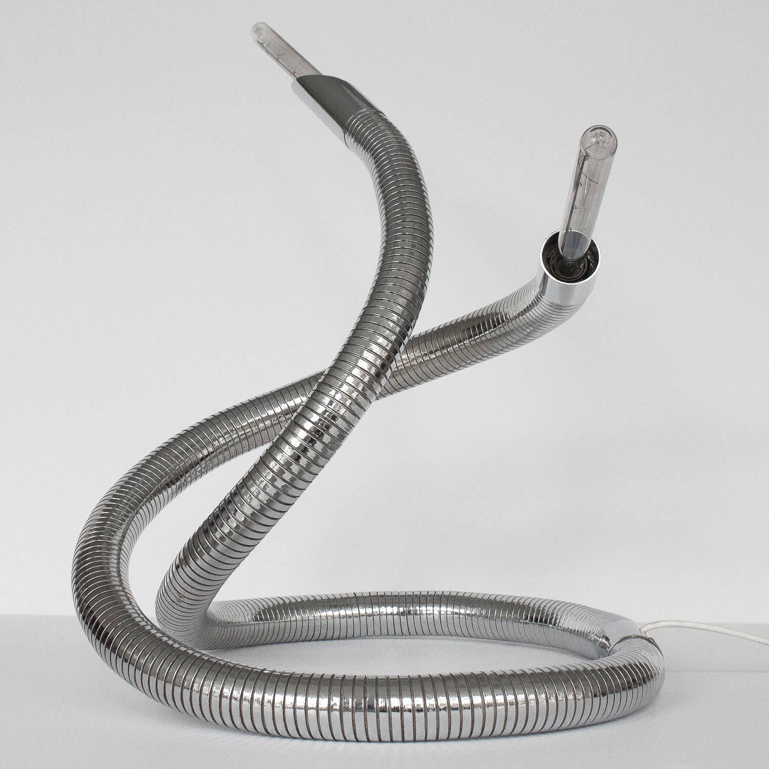 Plated Unique 1960s Italian Chrome Flexible Snake Lamp