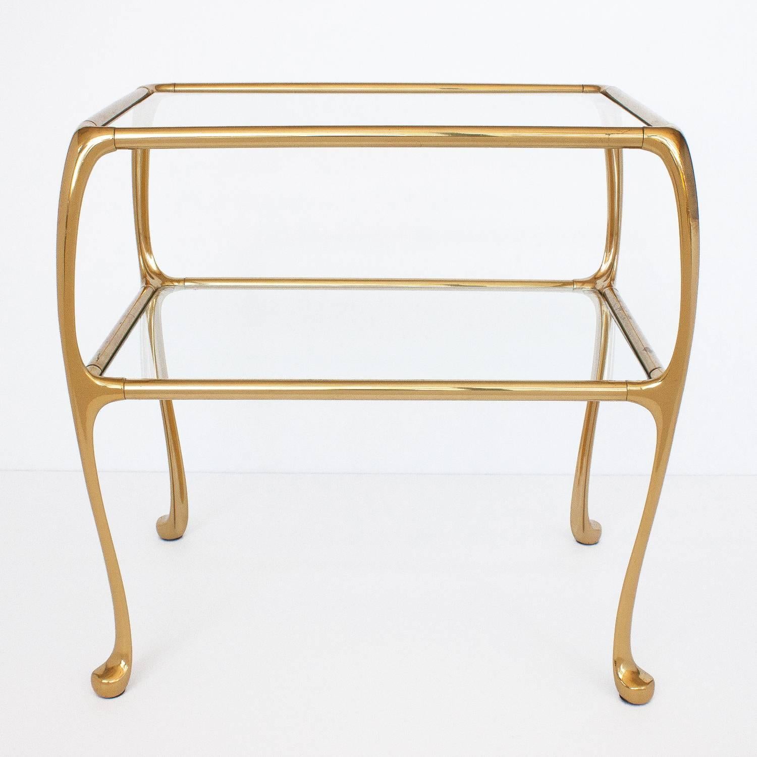 Pair of Gaudi Inspired Brass Two-Tier End Tables 2