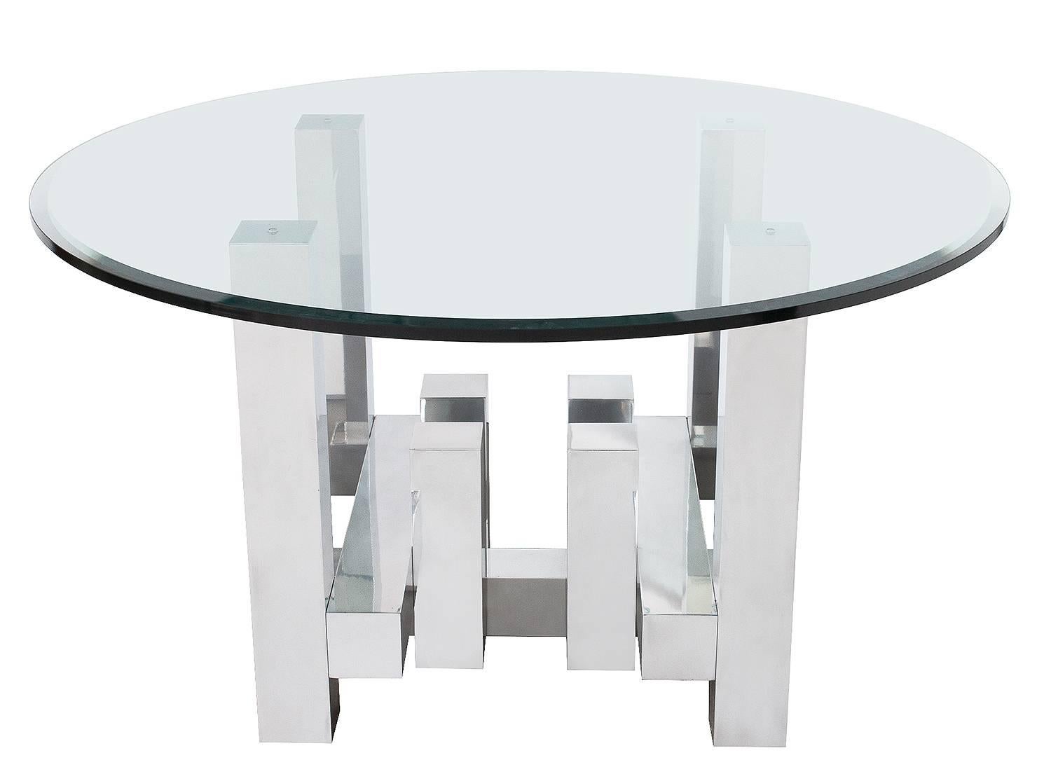 Late 20th Century Paul Mayen Aluminium Geometric Cityscape Dining Table