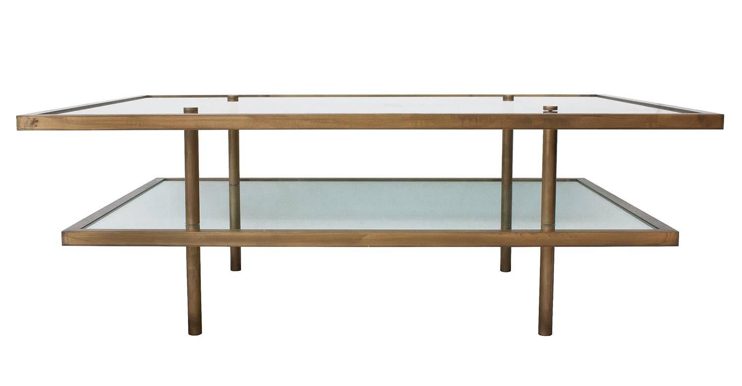 bronze and glass coffee table
