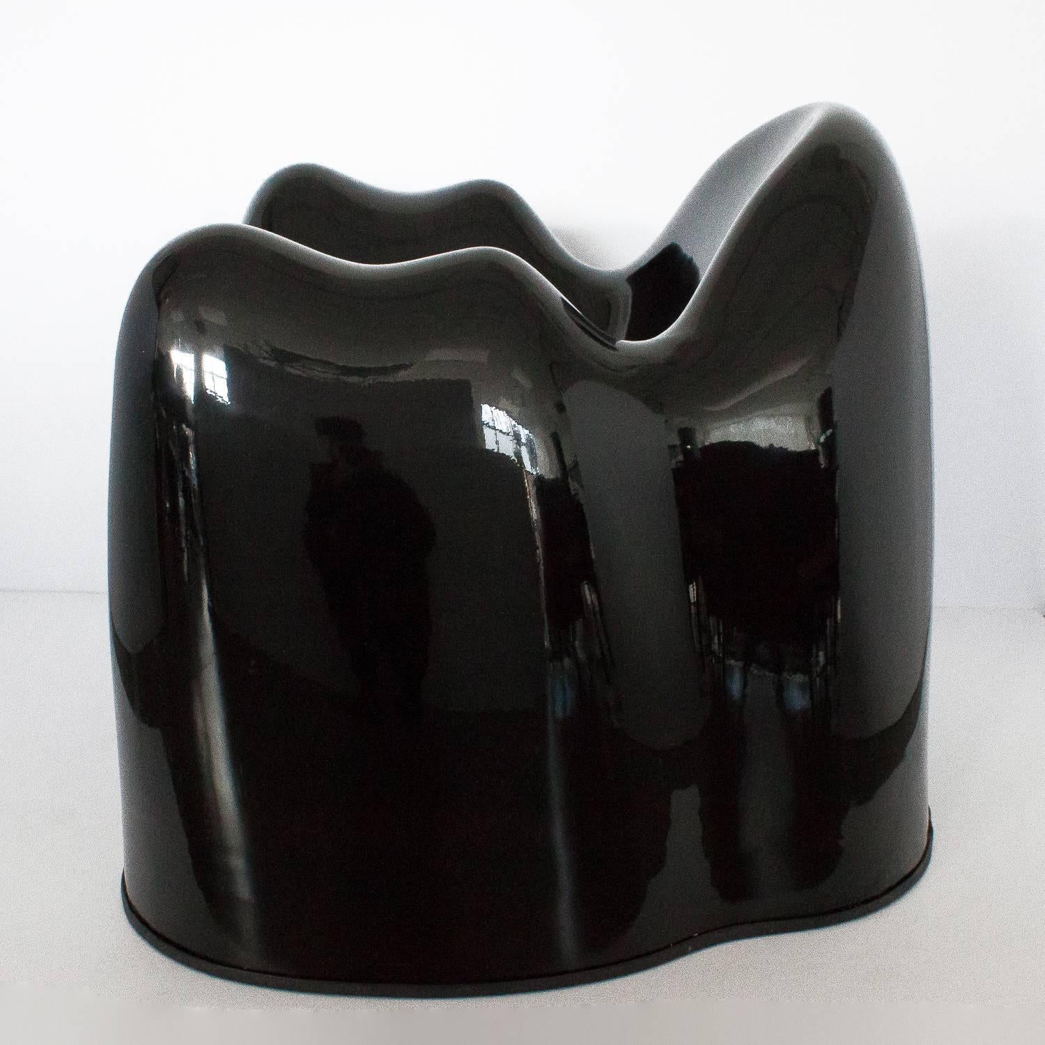 Fiberglass Pair of Black Molar Chairs by Wendell Castle