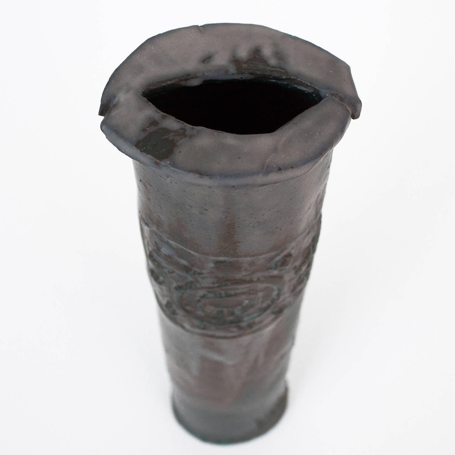 Brutalist Slab Studio Pottery Vase by Ethel 