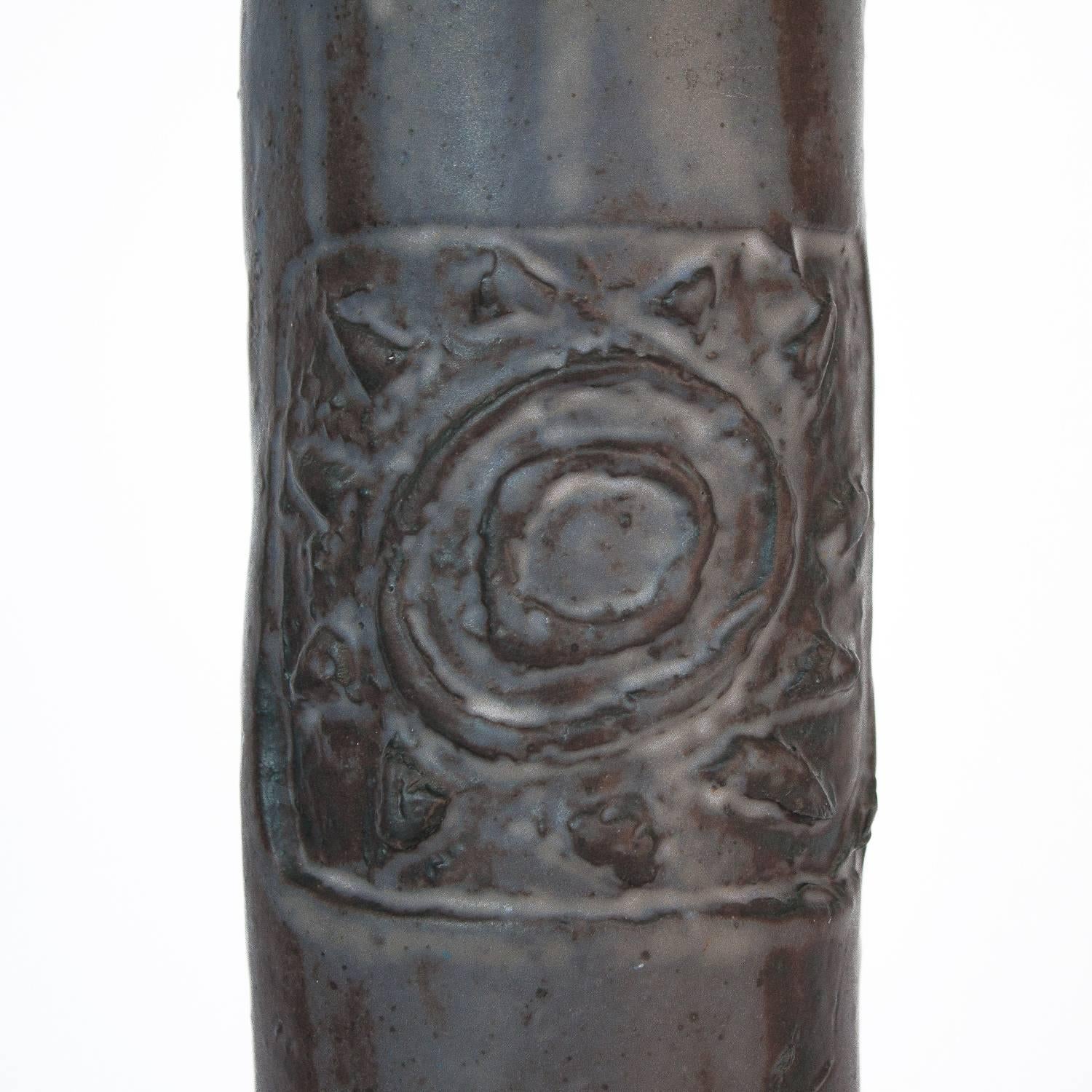 Late 20th Century Brutalist Slab Studio Pottery Vase by Ethel 