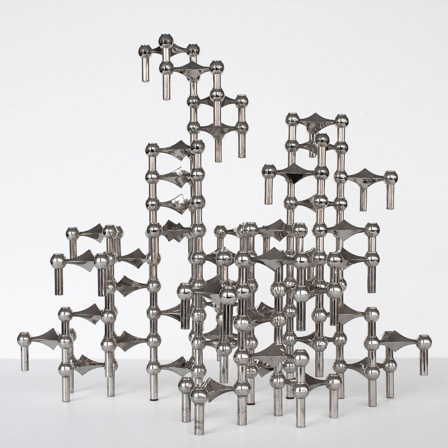German Set of 50 Piece Modular Candlestick Sculpture by Fritz Nagel and Caesar Stoffi