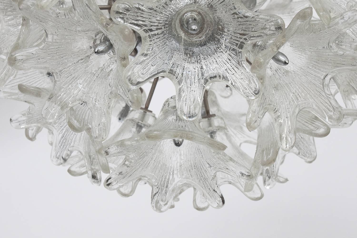 Mid-20th Century Italian Sputnik Chandelier with Murano Glass Flowers