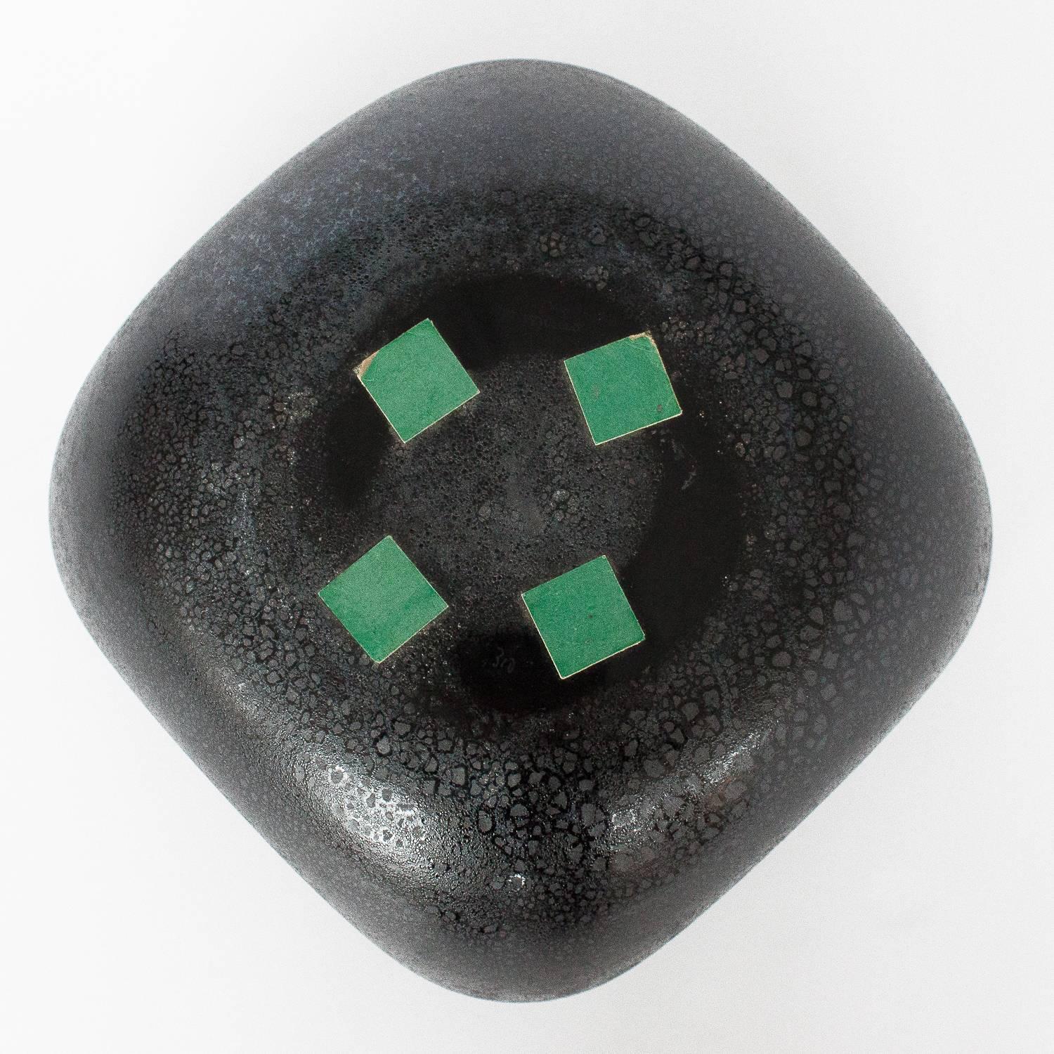 Barbini Black Murano Scavo Corroso Glass Bowl 1