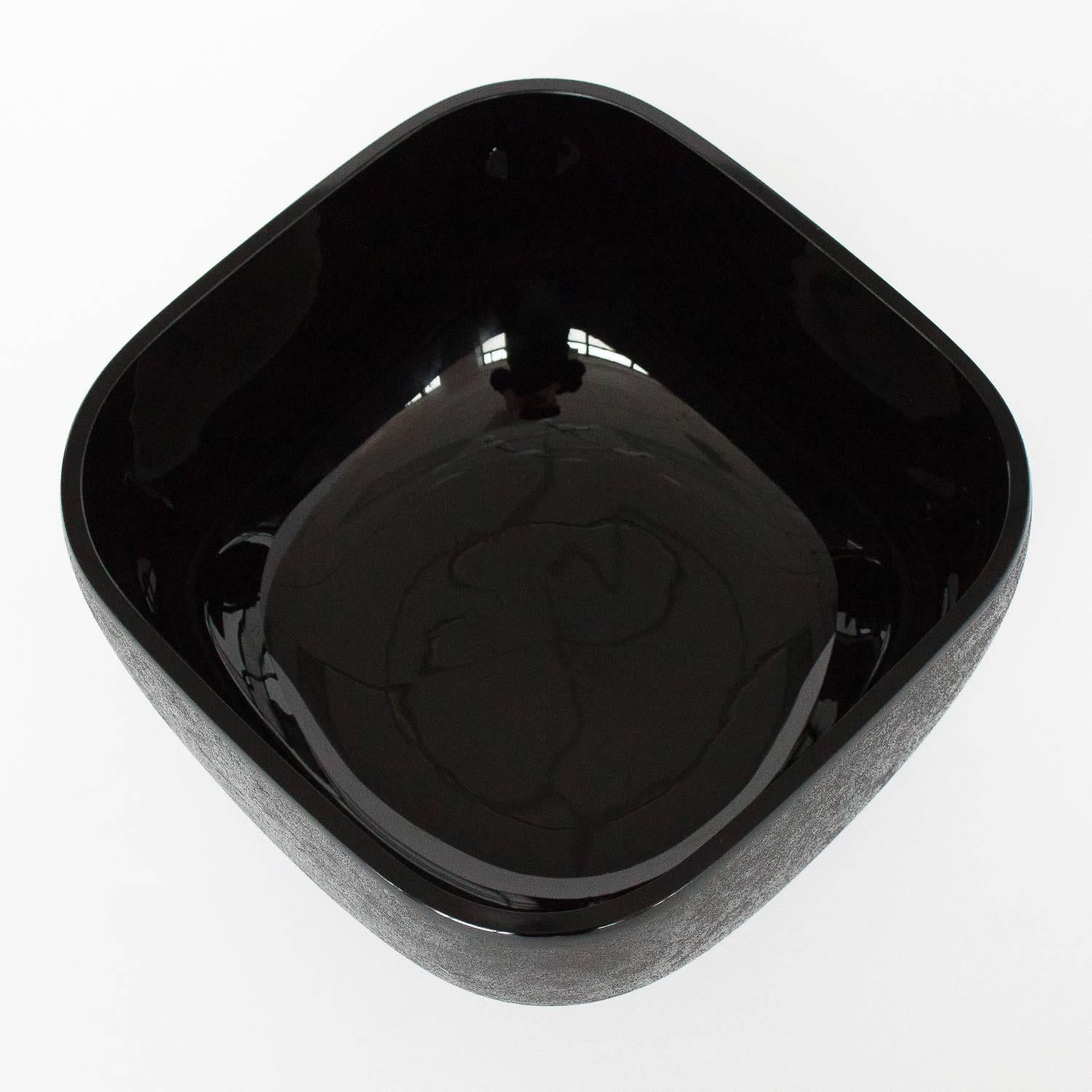 Barbini Black Murano Scavo Corroso Glass Bowl 3