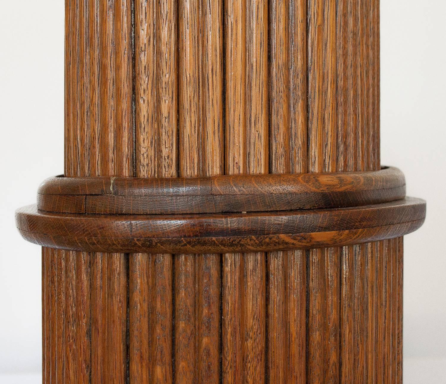 Mid-20th Century Unique 1930s Sculptural Stacked Oak Tambour Curio Cabinet