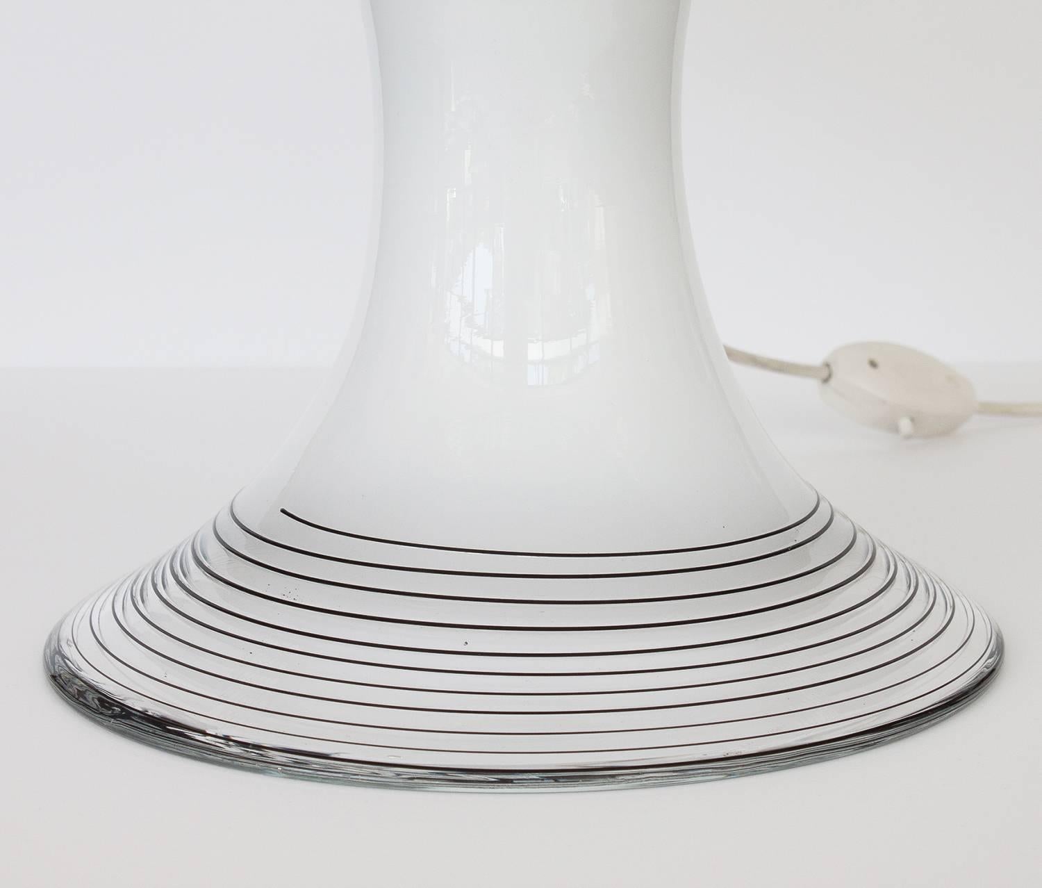 Blown Glass Italian Black and White Murano Swirl Glass Table Lamp