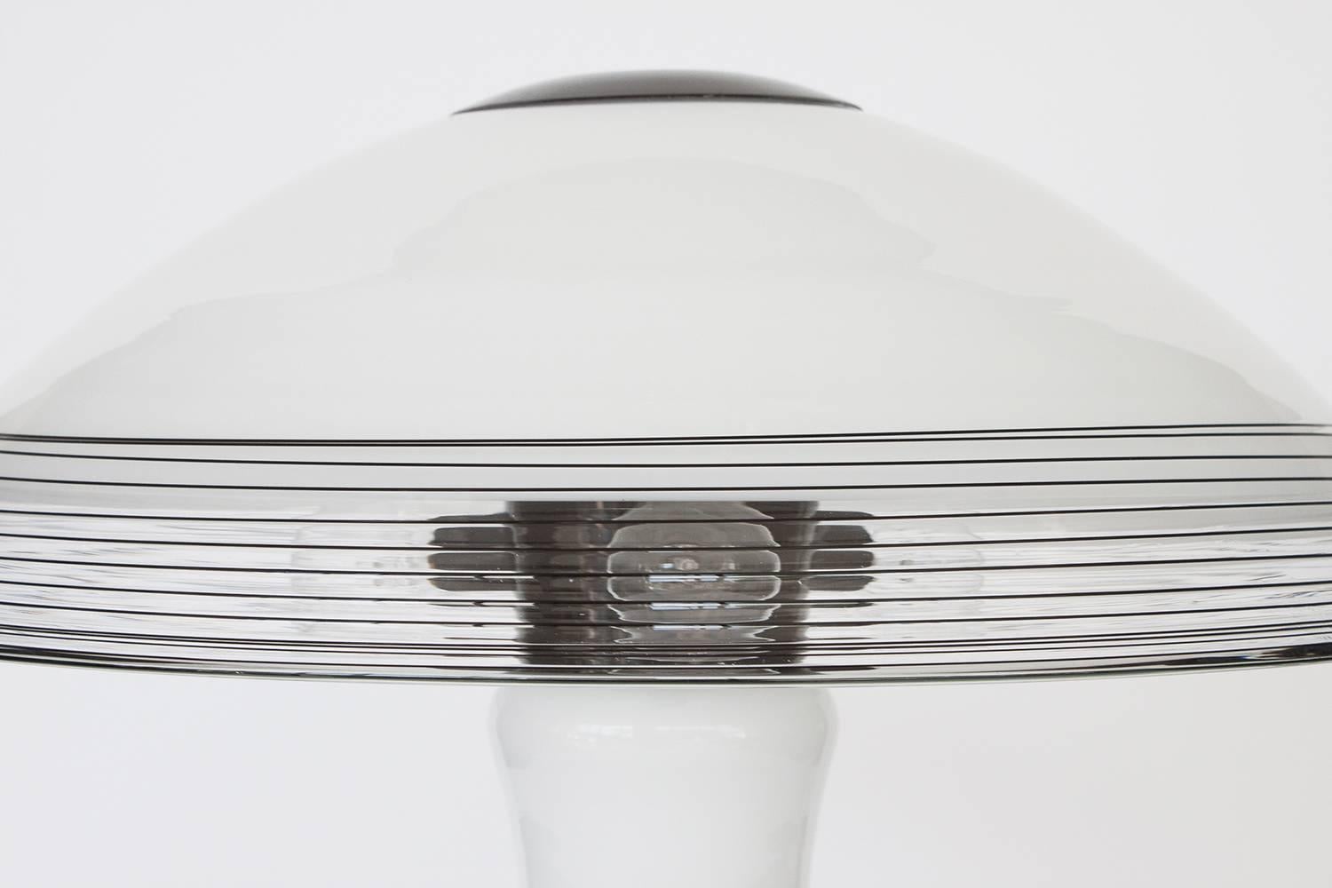 Italian Black and White Murano Swirl Glass Table Lamp 1