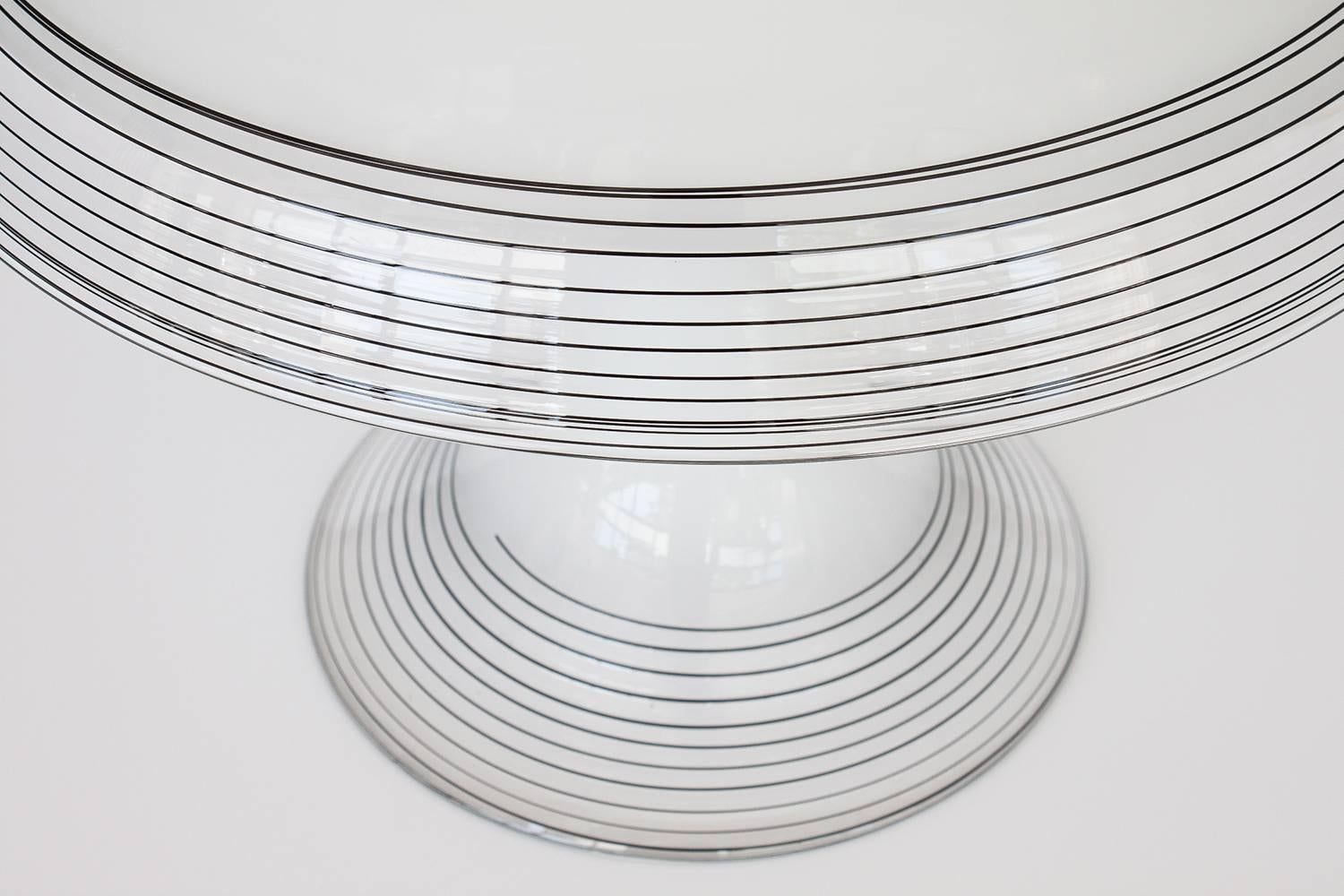 Italian Black and White Murano Swirl Glass Table Lamp 4