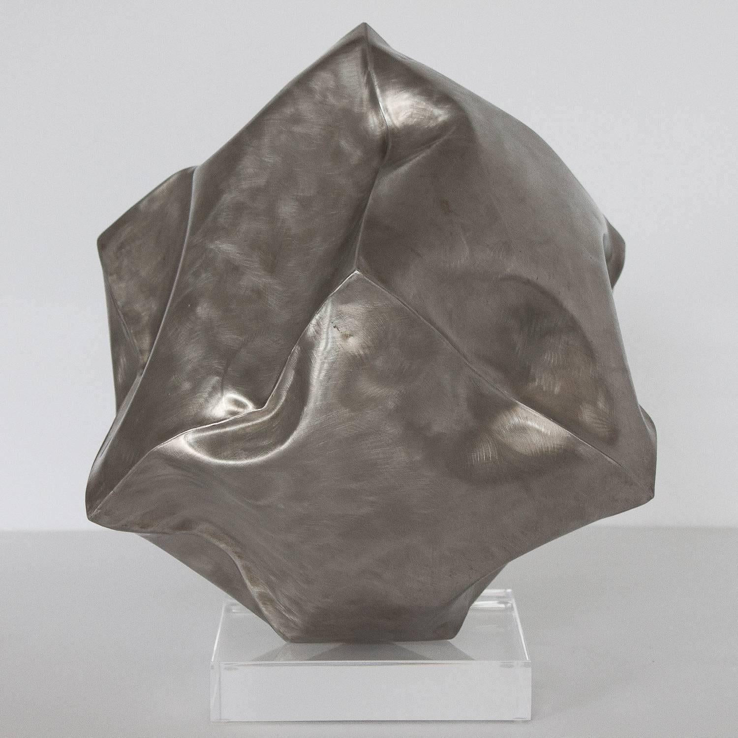 Mid-Century Modern Abstract Steel Cube Sculpture by Richard Baronio