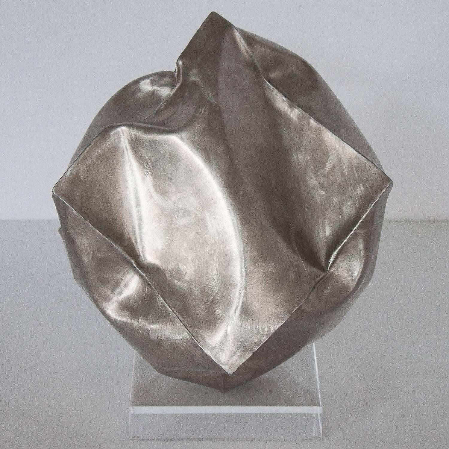 American Abstract Steel Cube Sculpture by Richard Baronio