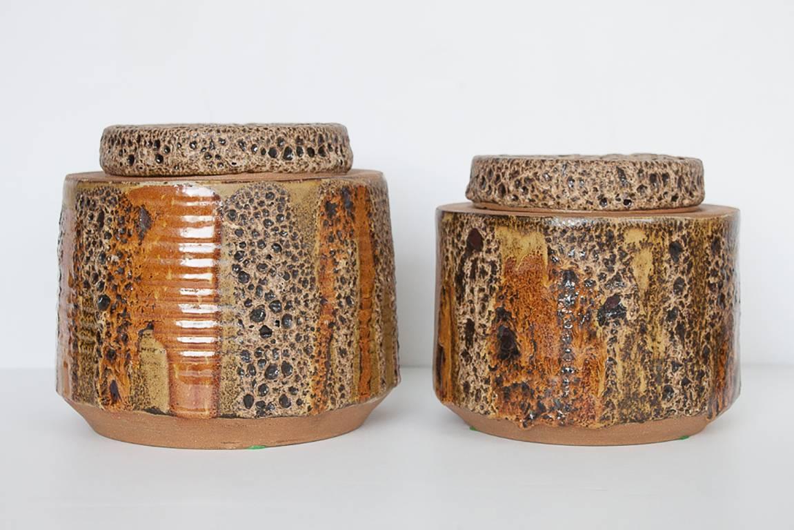 Glazed Set of Six Edna Arnow Studio Pottery Canisters