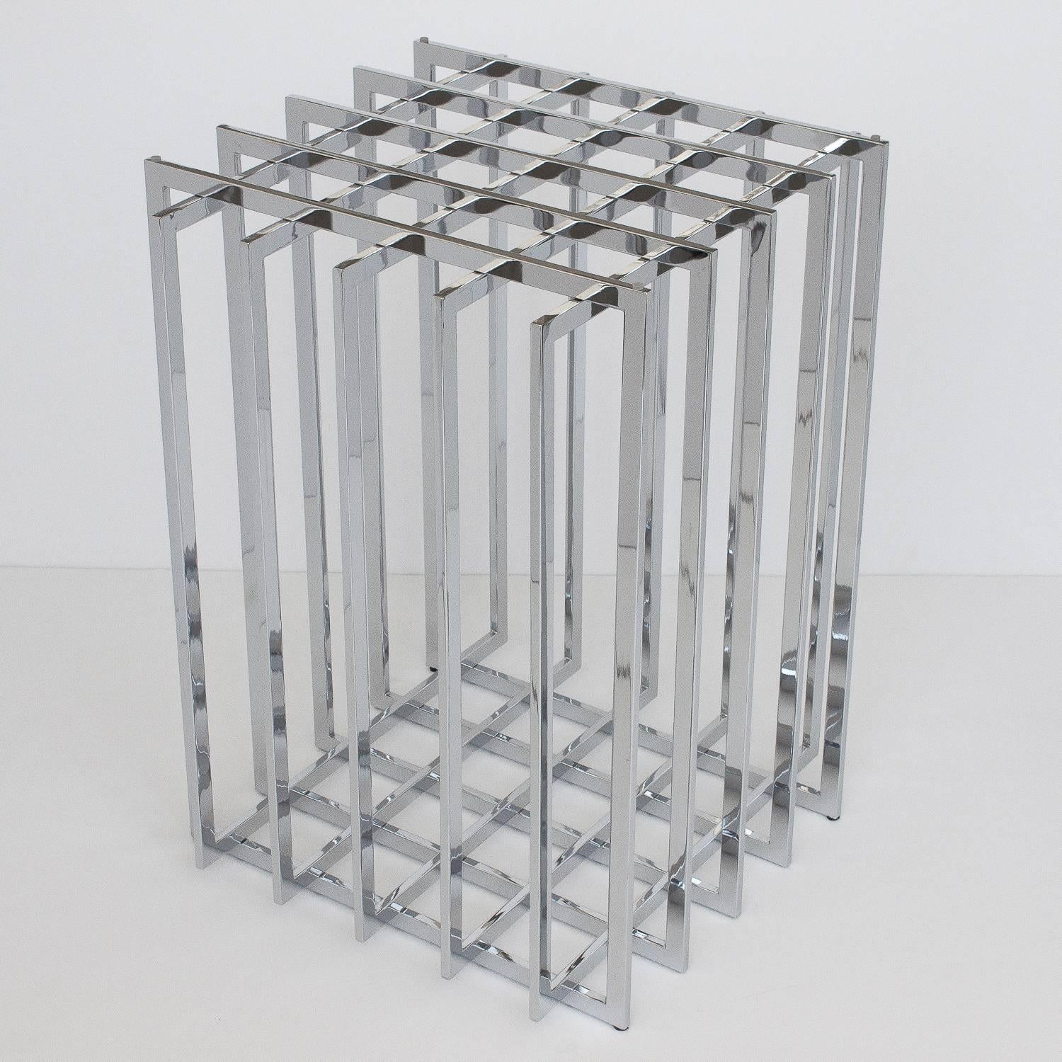 Mid-Century Modern Pierre Cardin Chrome Cage Form Pedestal Dining Table