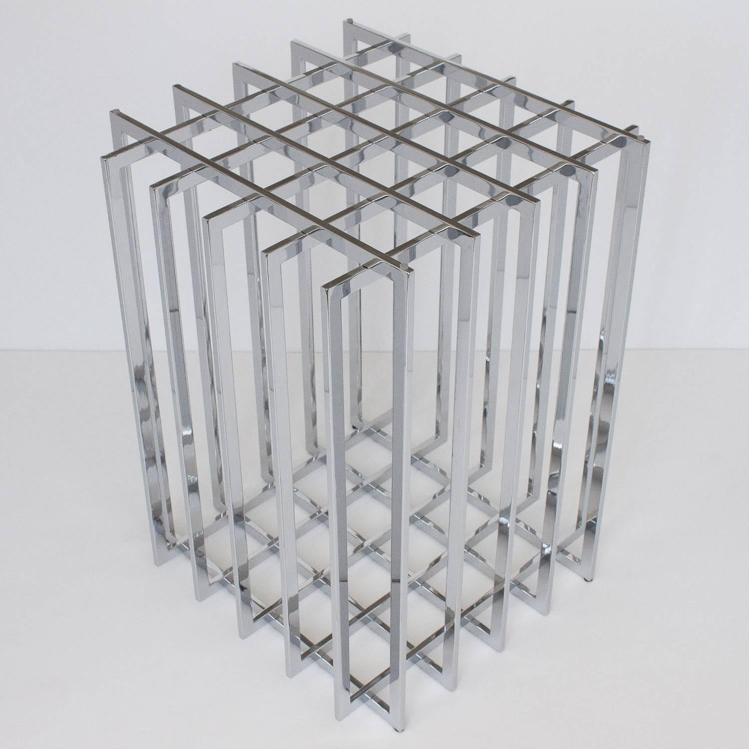 French Pierre Cardin Chrome Cage Form Pedestal Dining Table