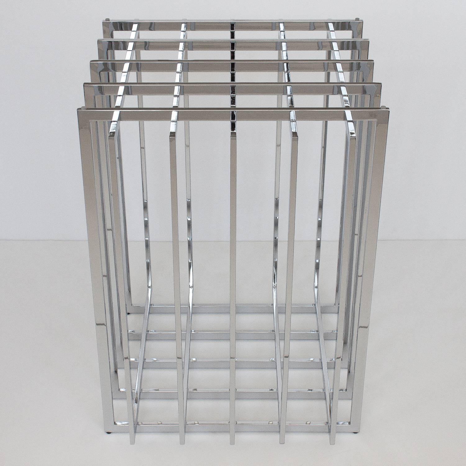 Plated Pierre Cardin Chrome Cage Form Pedestal Dining Table