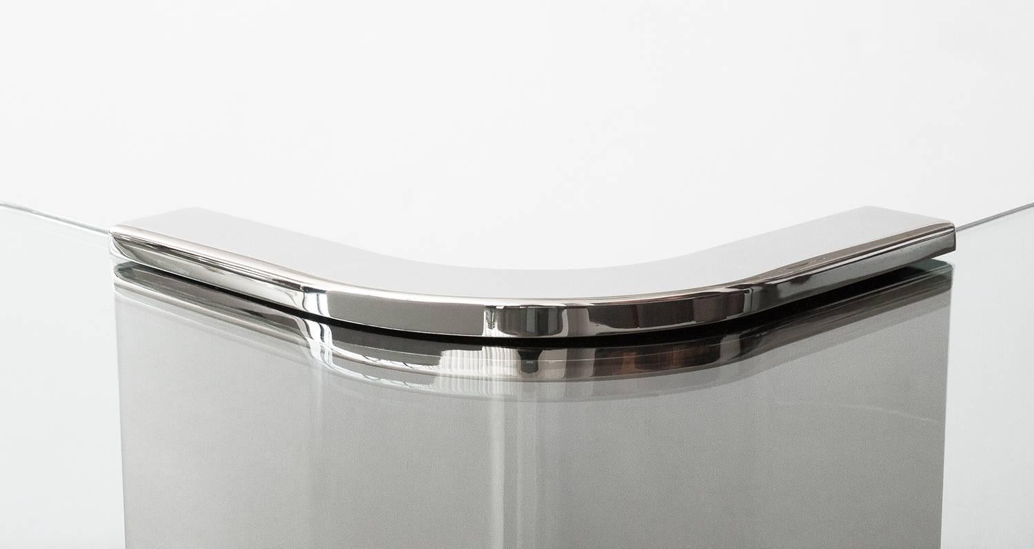 Polished Steel and Glass Cantilever Coffee Table 4