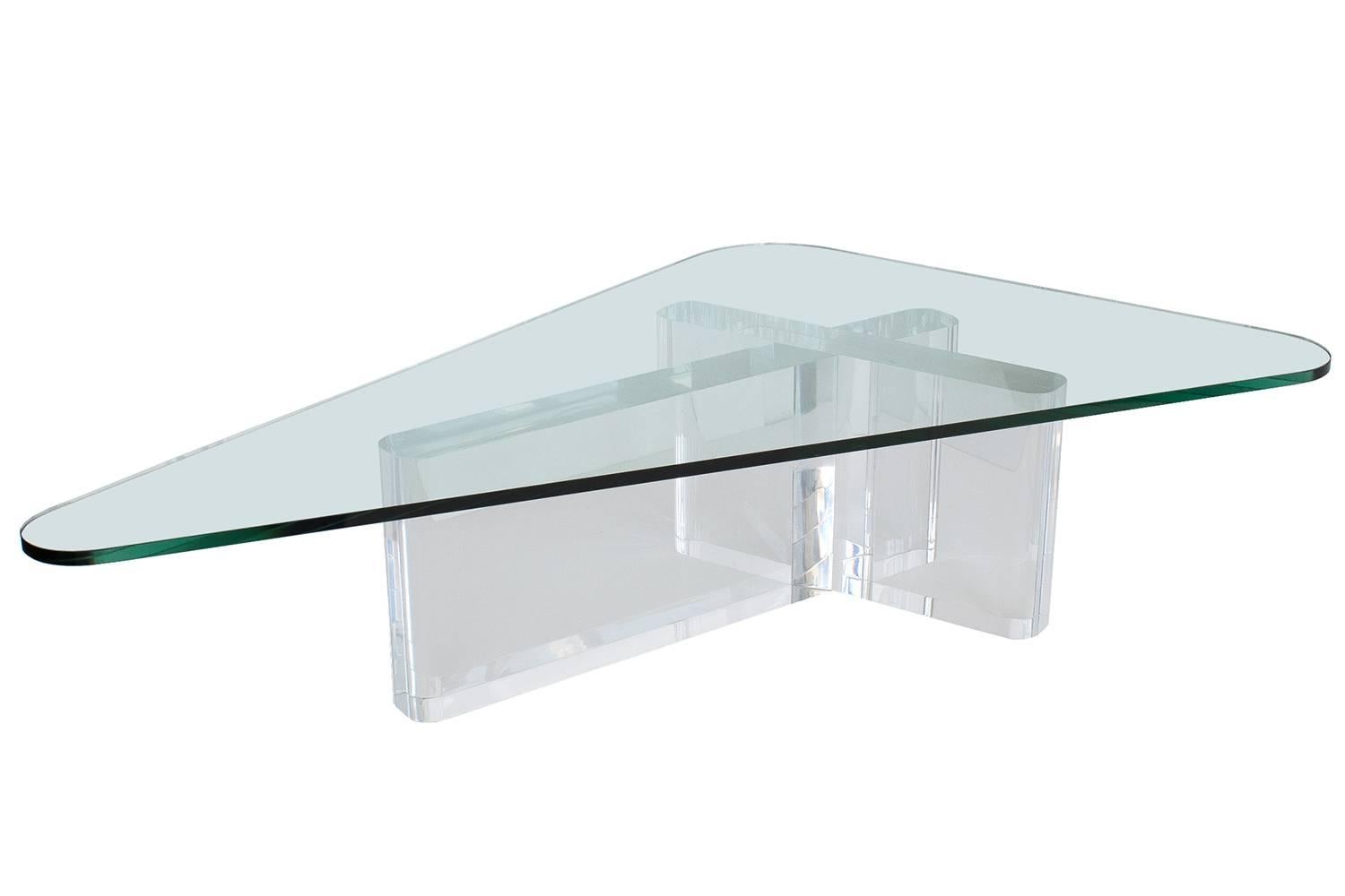 triangle glass coffee table