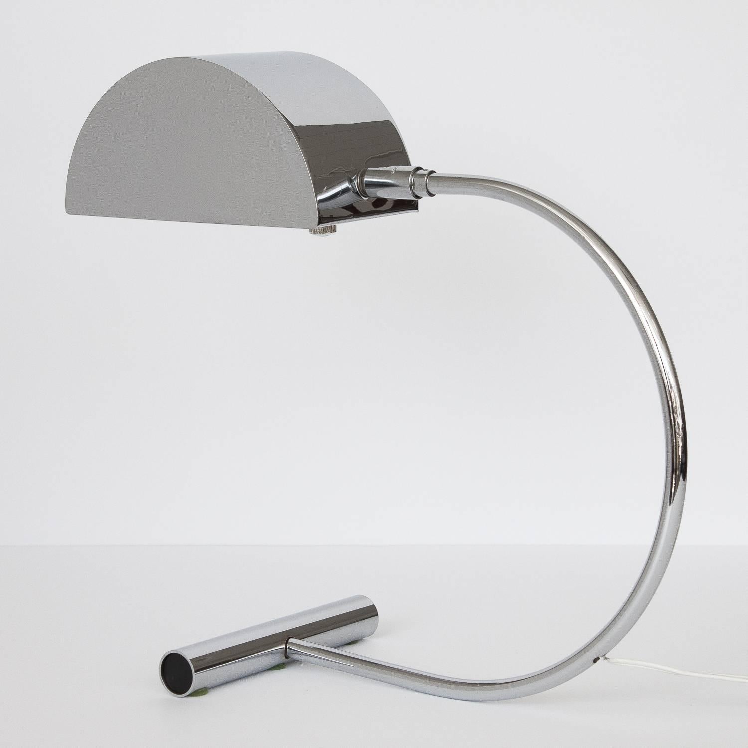 American Koch and Lowy Chrome Cantilevered Modernist Desk Lamp