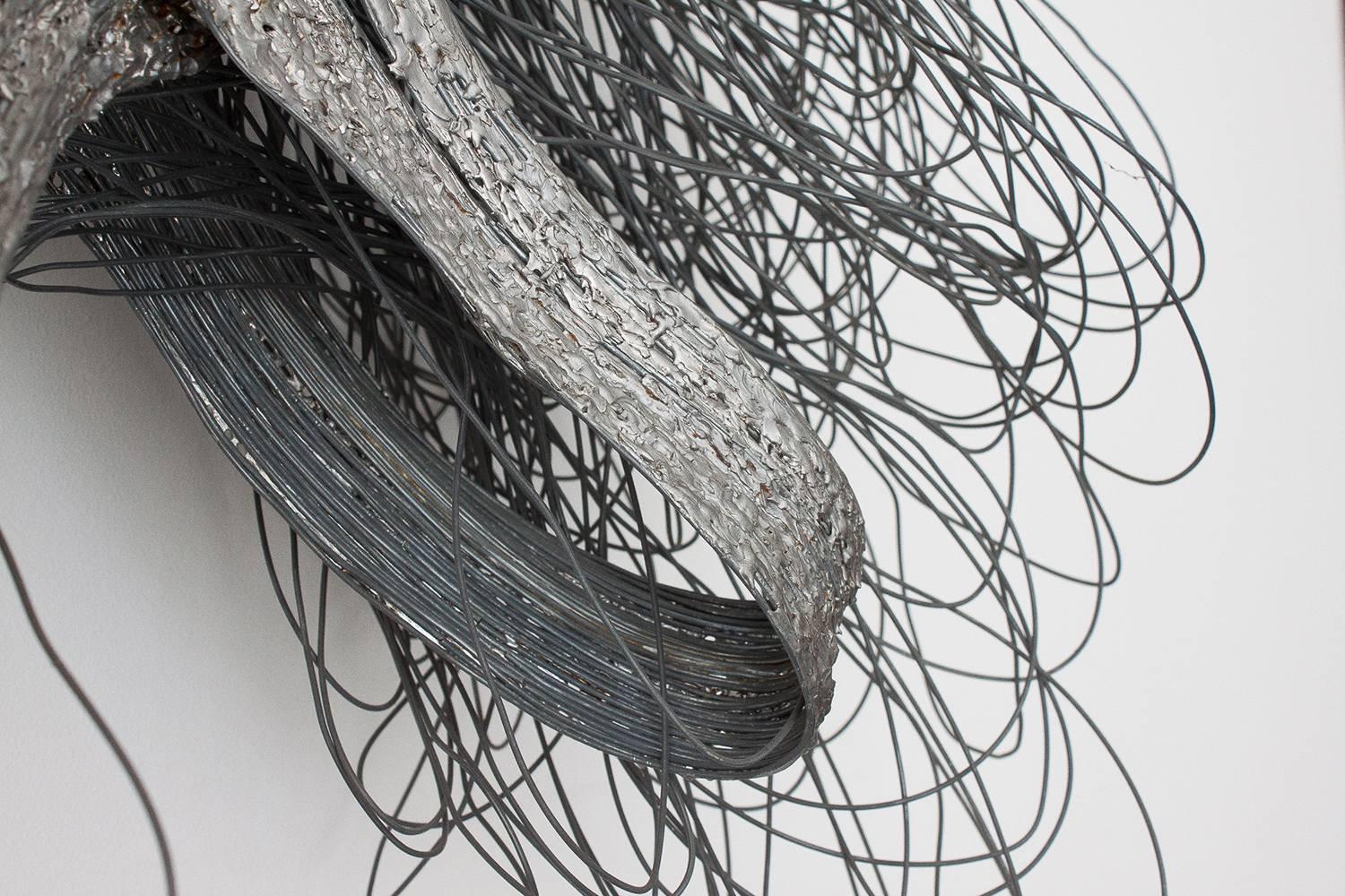 Metal Brutalist Wire Wall Sculpture by J Yam
