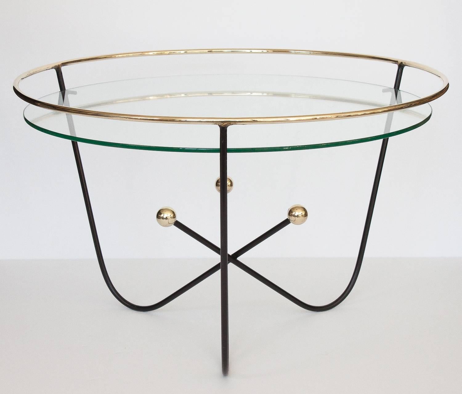 Enameled Black and Brass Cocktail Table by Edward Ihnatowicz