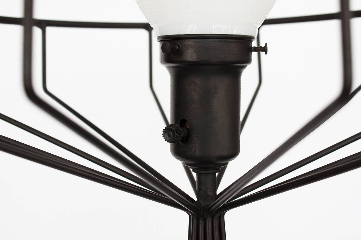 Mid-Century Modern Tony Paul Black Iron Wire Frame Floor Lamp