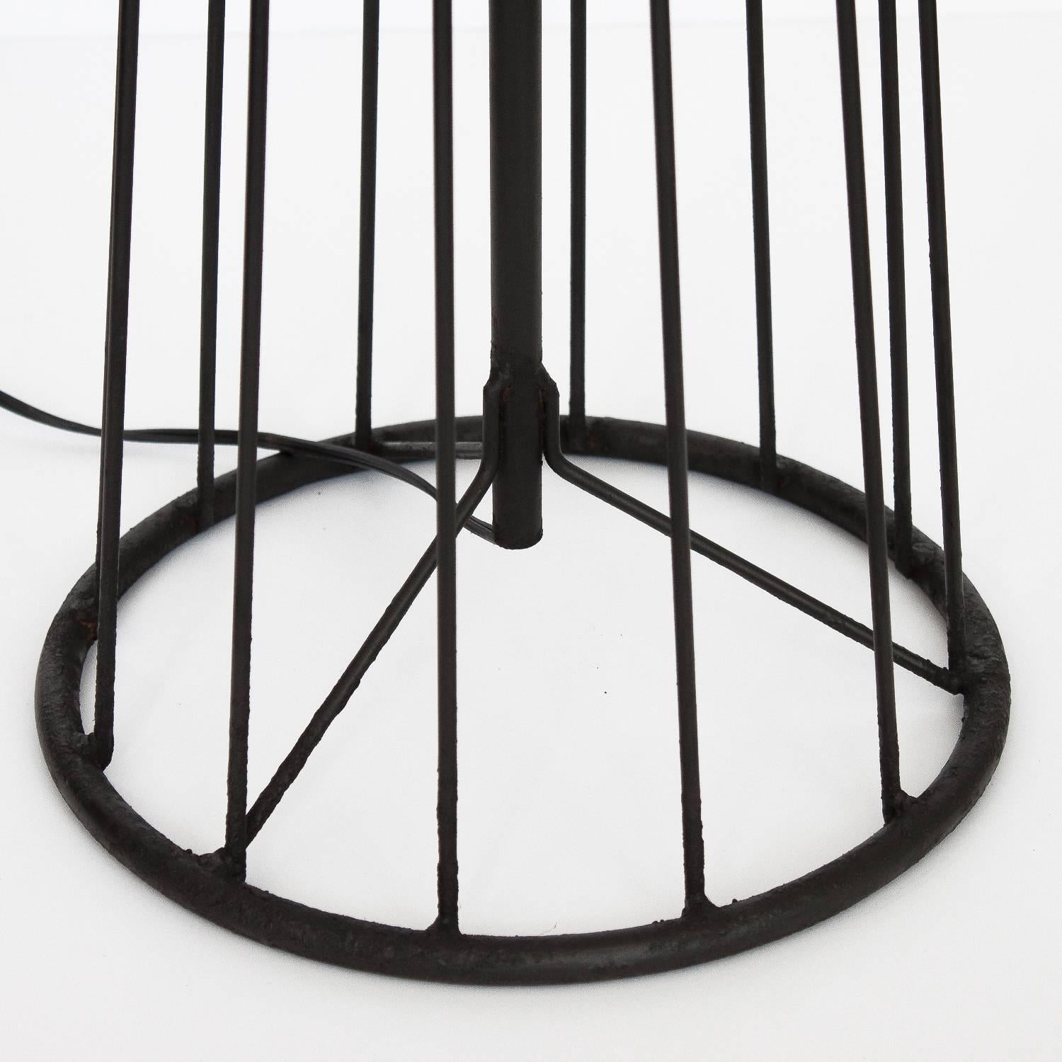 Mid-20th Century Tony Paul Black Iron Wire Frame Floor Lamp
