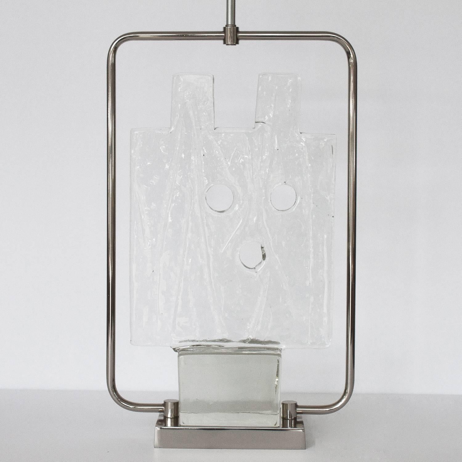 Art Glass Luciano Gaspari Murano Glass Sculpture and Chrome Table Lamp