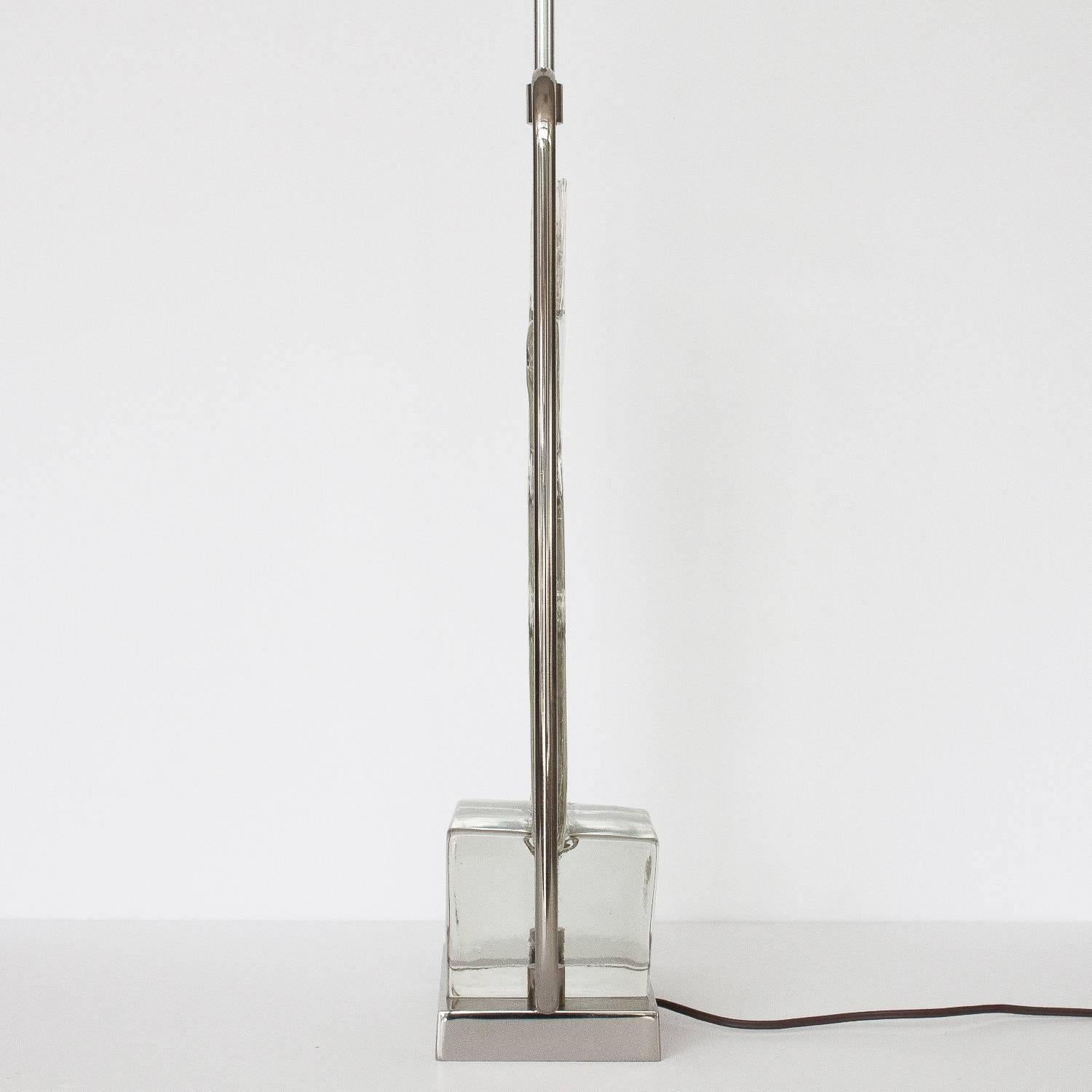 Luciano Gaspari Murano Glass Sculpture and Chrome Table Lamp 1
