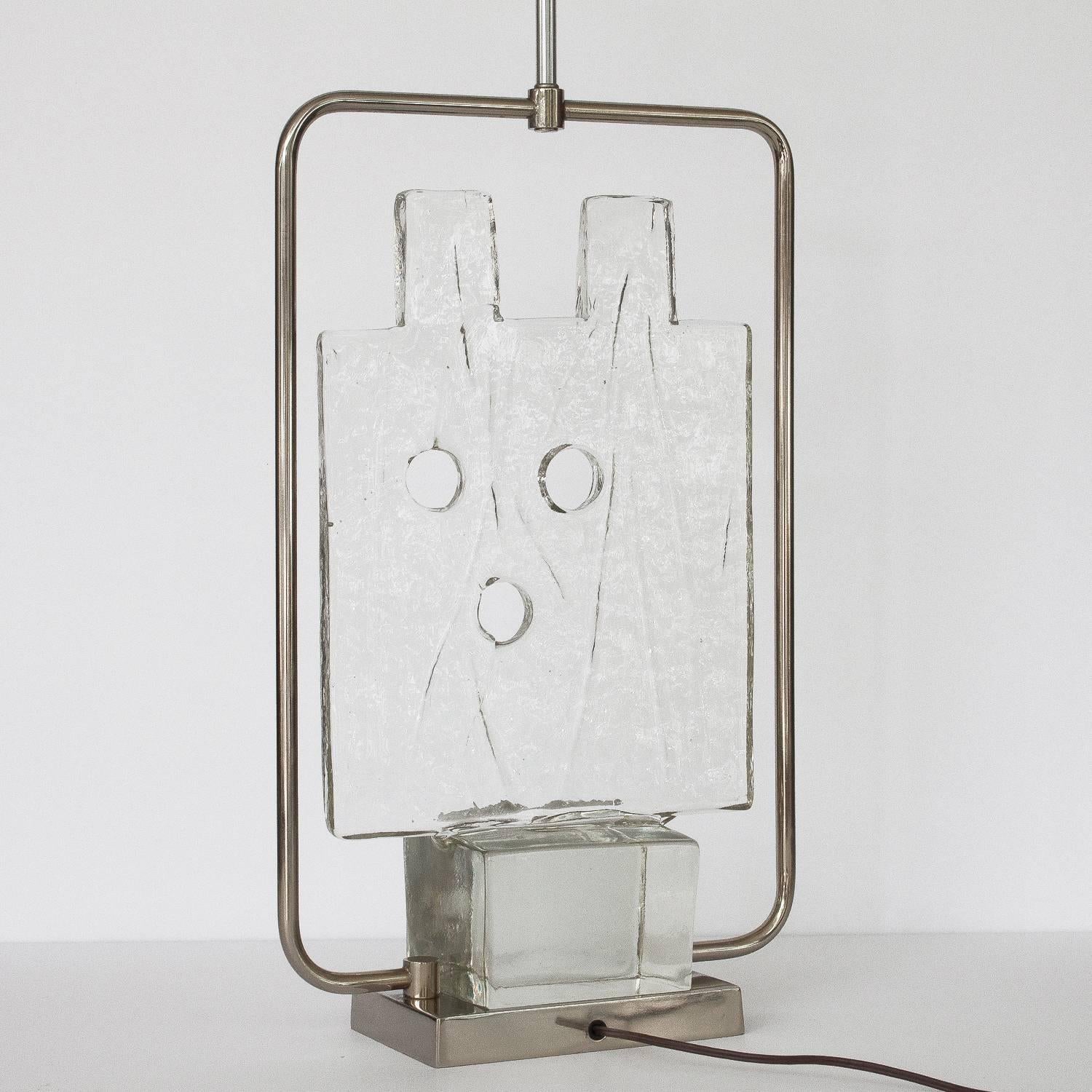 Luciano Gaspari Murano Glass Sculpture and Chrome Table Lamp 2