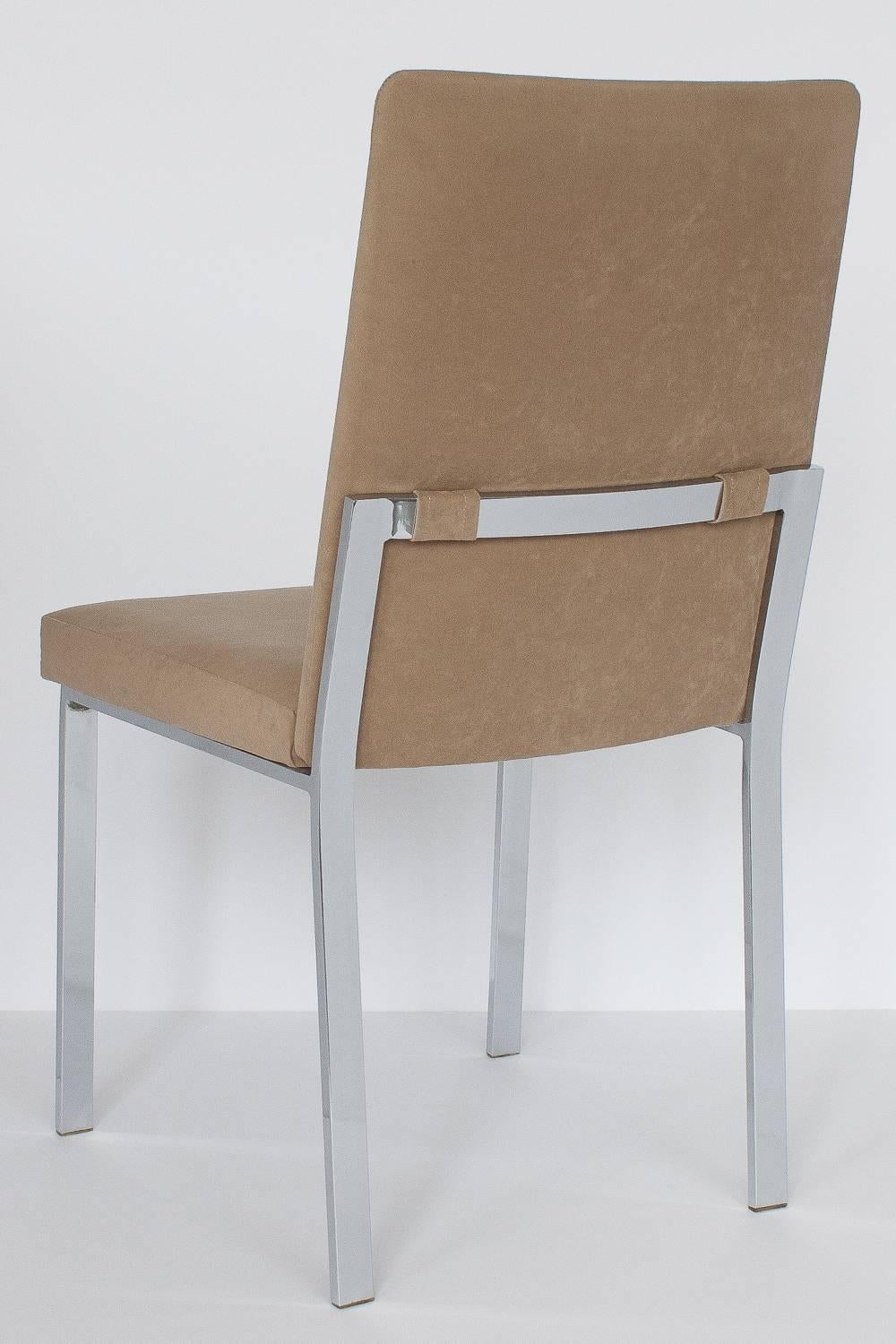 Mid-Century Modern Set of Ten Chrome Milo Baughman Style Dining Chairs