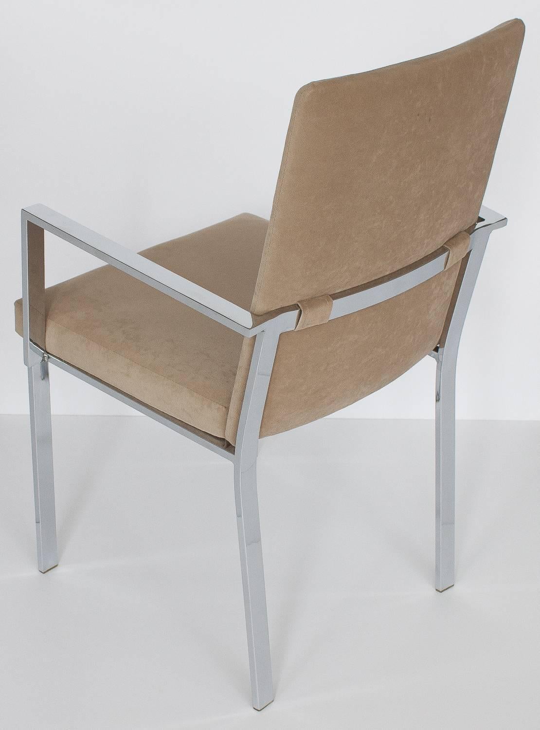 Set of Ten Chrome Milo Baughman Style Dining Chairs 1
